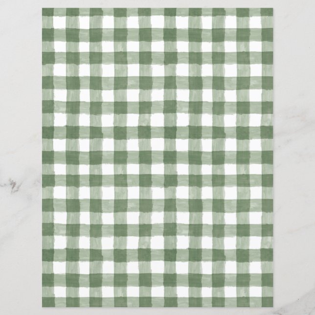 Rustic Green Gingham Paper Sheet (Voorkant)