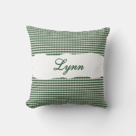 Rustic Green Gingham Personalized Name Kussen