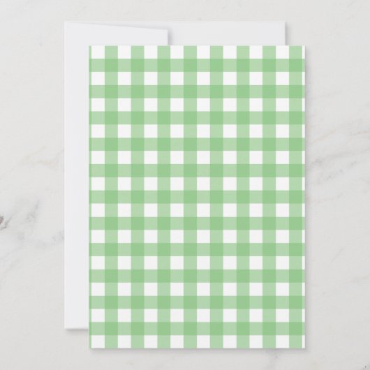 Rustic Green Gingham Sunflower Baby-Q-Shower Kaart (Achterkant)