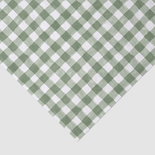 Rustic Green Gingham Tissue Paper Tissuepapier (Detail)