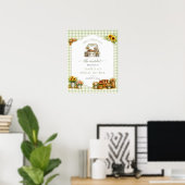 Rustic Green Gingham Ze Is Net Binnengehaald Poster (Thuiskantoor)