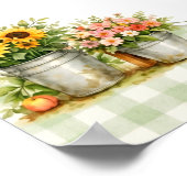 Rustic Green Gingham Ze Is Net Binnengehaald Poster (Hoek)