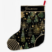 Rustic Green & Gold Christmas Stocking Grote Kerstsok (Achterkant)