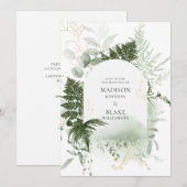 Rustic Green Gold Fern Wedding Kaart (Voorkant / Achterkant)