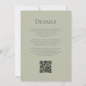 Rustic Green Gold Woodland QR Code Huwelijk Kaart (Achterkant)