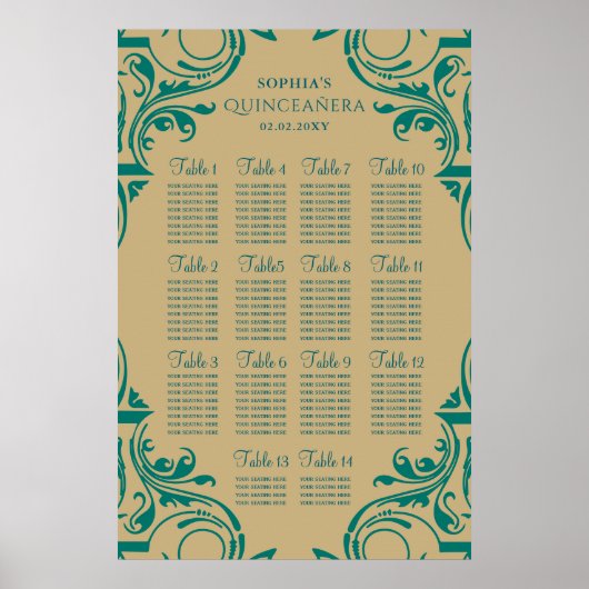 Rustic Green Gold zitplaats poster (Voorkant)