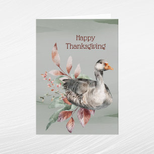 Rustic Green Goose Foliage Autumn Thanksgiving Feestdagen Kaart