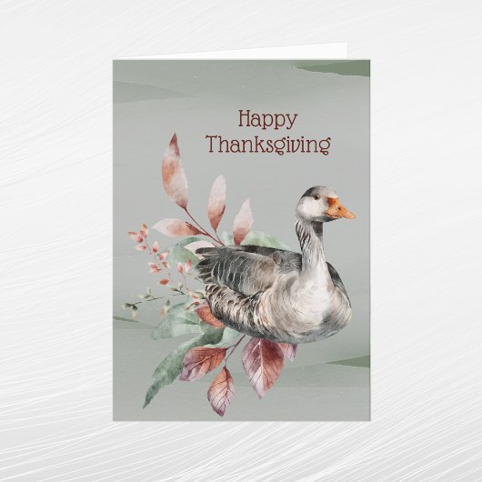 Rustic Green Goose Foliage Autumn Thanksgiving Feestdagen Kaart