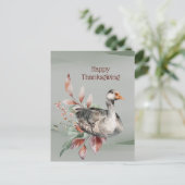 Rustic Green Goose Foliage Autumn Thanksgiving Feestdagenkaart (Staand voorkant)