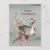 Rustic Green Goose Foliage Autumn Thanksgiving Feestdagenkaart (Voorkant)