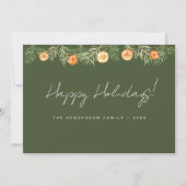 Rustic Green Happy Holidays Citrus pine family Feestdagenkaart (Voorkant)