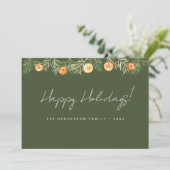 Rustic Green Happy Holidays Citrus pine family Feestdagenkaart (Staand voorkant)
