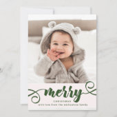 Rustic Green Holly met kerstfeestdag Kaart (Voorkant)