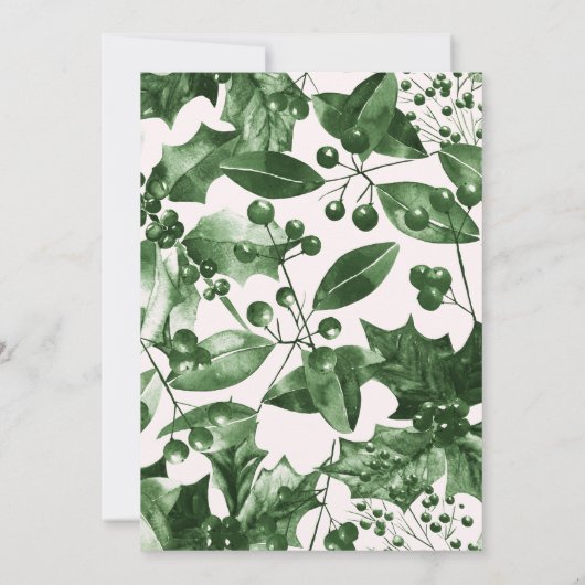 Rustic Green Holly met kerstfeestdag Kaart (Achterkant)