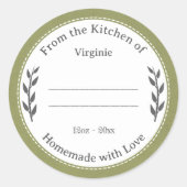 Rustic Green Homemade met Sticker liefdeslabel (Voorkant)
