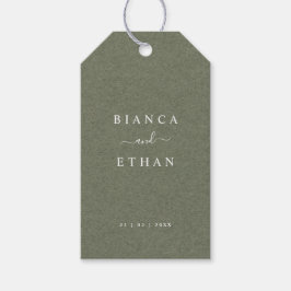 Rustic Green Kraft Minimalist Typography Wedding Cadeaulabel