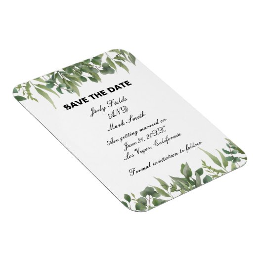 Rustic Green laat Greenery Foliage sparen de datum Magneet (Rechterzijde)