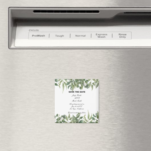Rustic Green laat Greenery Foliage sparen de datum Magneet (Insitu (Vaatwasser))