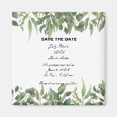 Rustic Green laat Greenery Foliage sparen de datum Magneet (Voorkant)