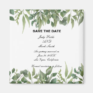 Rustic Green laat Greenery Foliage sparen de datum Magneet