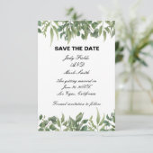 Rustic Green laat Greenery Foliage sparen de datum Save The Date (Staand voorkant)