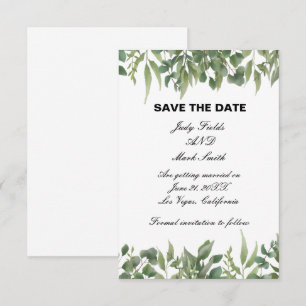 Rustic Green laat Greenery Foliage sparen de datum Save The Date
