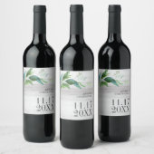 Rustic Green Leaf Wedding Wine Label op maat Wijn Etiket (Flessen)