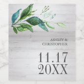 Rustic Green Leaf Wedding Wine Label op maat Wijn Etiket (Enkel label)