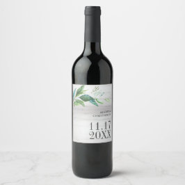 Rustic Green Leaf Wedding Wine Label op maat Wijn Etiket
