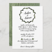 Rustic Green Leafy Wreath Wedding Kaart (Voorkant / Achterkant)