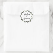 Rustic Green Leafy Wreath Wedding Ronde Sticker (Tas)