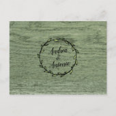 Rustic Green Leafy Wreath Wedding RSVP Kaart (Voorkant)