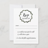 Rustic Green Leafy Wreath Wedding RSVP Kaart (Voorkant)