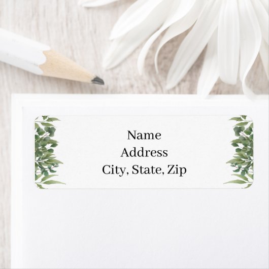 Rustic Green Leaves Greenery Foliage Address Etiket (Insitu)