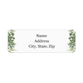 Rustic Green Leaves Greenery Foliage Address Etiket