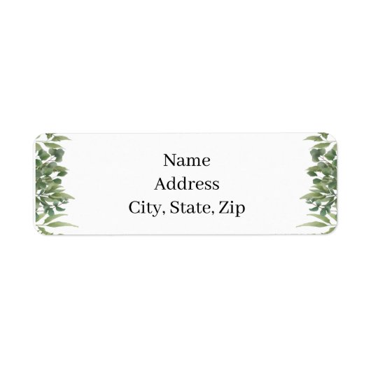Rustic Green Leaves Greenery Foliage Address Etiket (Voorkant)