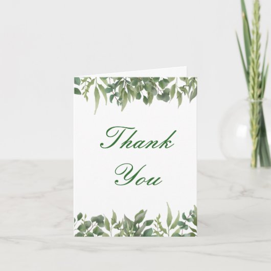 Rustic Green Leaves Greenery Foliage Bedankkaart (Voorkant)