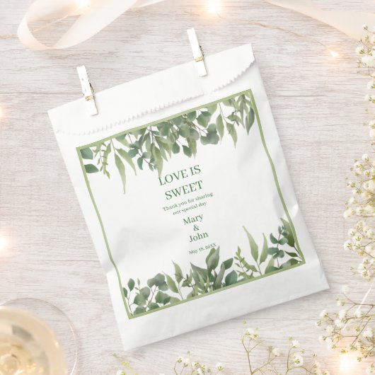 Rustic Green Leaves Greenery Foliage Bedankzakje (Geknipt)