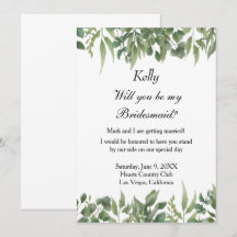 Rustic Green Leaves Greenery Foliage Bridesmaid