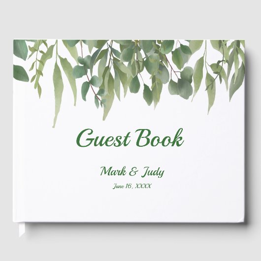 Rustic Green Leaves Greenery Foliage Wedding Gastenboek (Voorkant)
