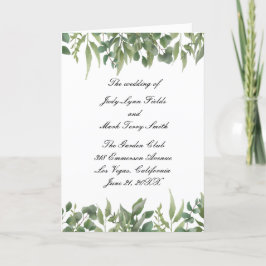 Rustic Green Leaves Greenery Foliage Wedding Programma