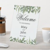 Rustic Green Leaves Greenery Foliage Wedding Reclamebord Met Voetstuk (Insitu)