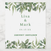 Rustic Green Leaves Greenery Foliage Wedding Wijn Etiket (Enkel label)