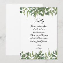 Rustic Green leest Greenery Foliage Maid of Honor