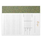 Rustic Green Linen Gold Leaf Blank Recipe Notitieblok (Voorkant)