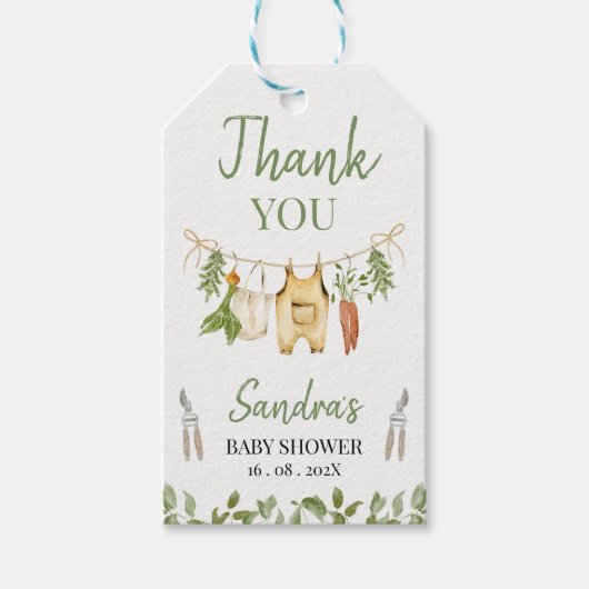 Rustic Green Locally Grown Baby Shower Cadeaulabel (Voorkant)