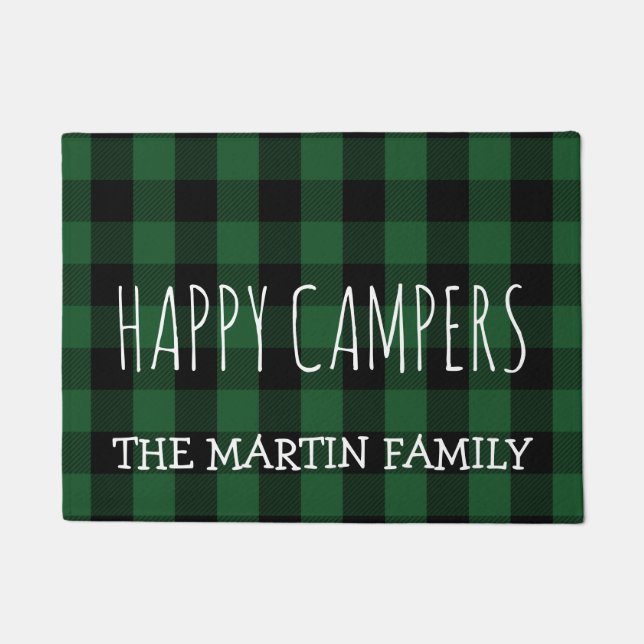 Rustic Green Lumberjack Pset | Happy Campers Deurmat (Voorkant)