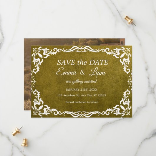Rustic Green Mexicaanse Trouwdag – Bewaar deze dat Save The Date (Voorkant / Achterkant in situ)