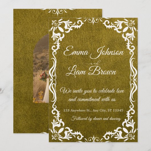 Rustic Green Mexican Wedding Invitation Kaart (Voorkant / Achterkant)