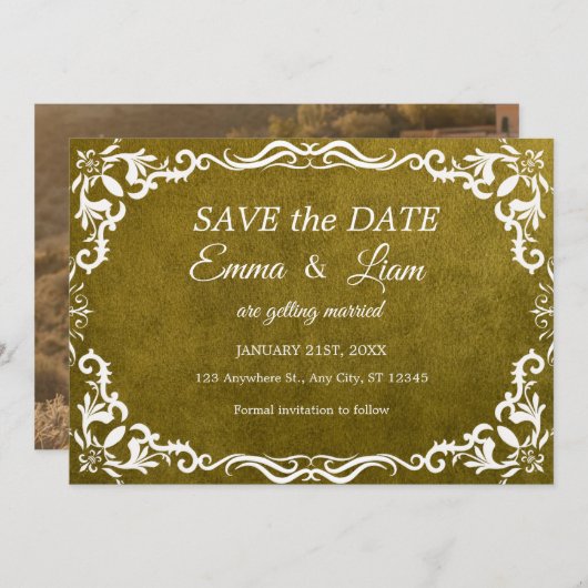 Rustic Green Mexican Wedding – Save the Date (Voorkant / Achterkant)